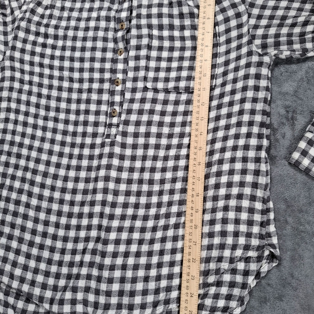 Anthropologie Isadora Button Back Tunic Gray Checkered Womens Size S Boho Chic - Picture 6 of 14